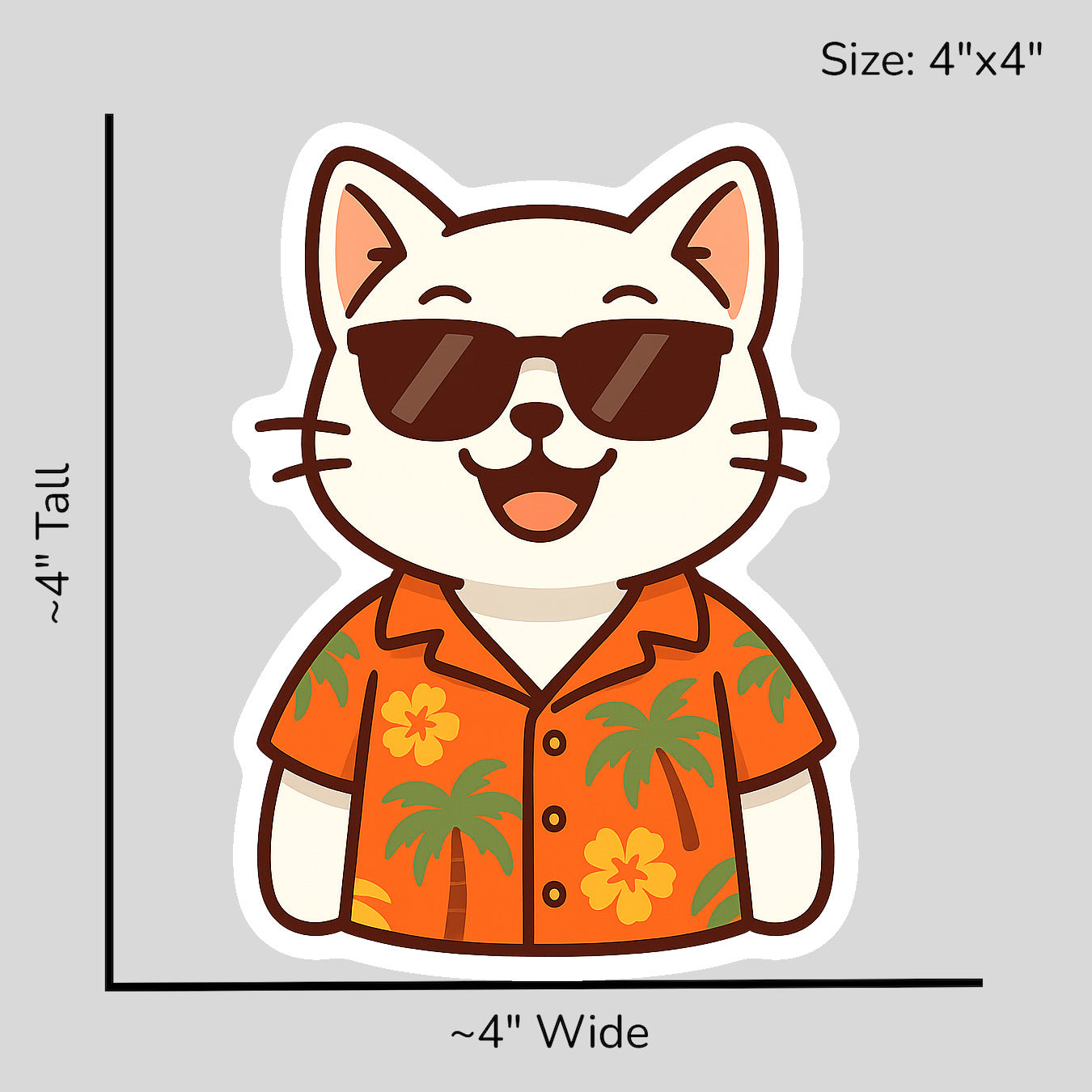Tropical White Cat - Size Reference Mockup