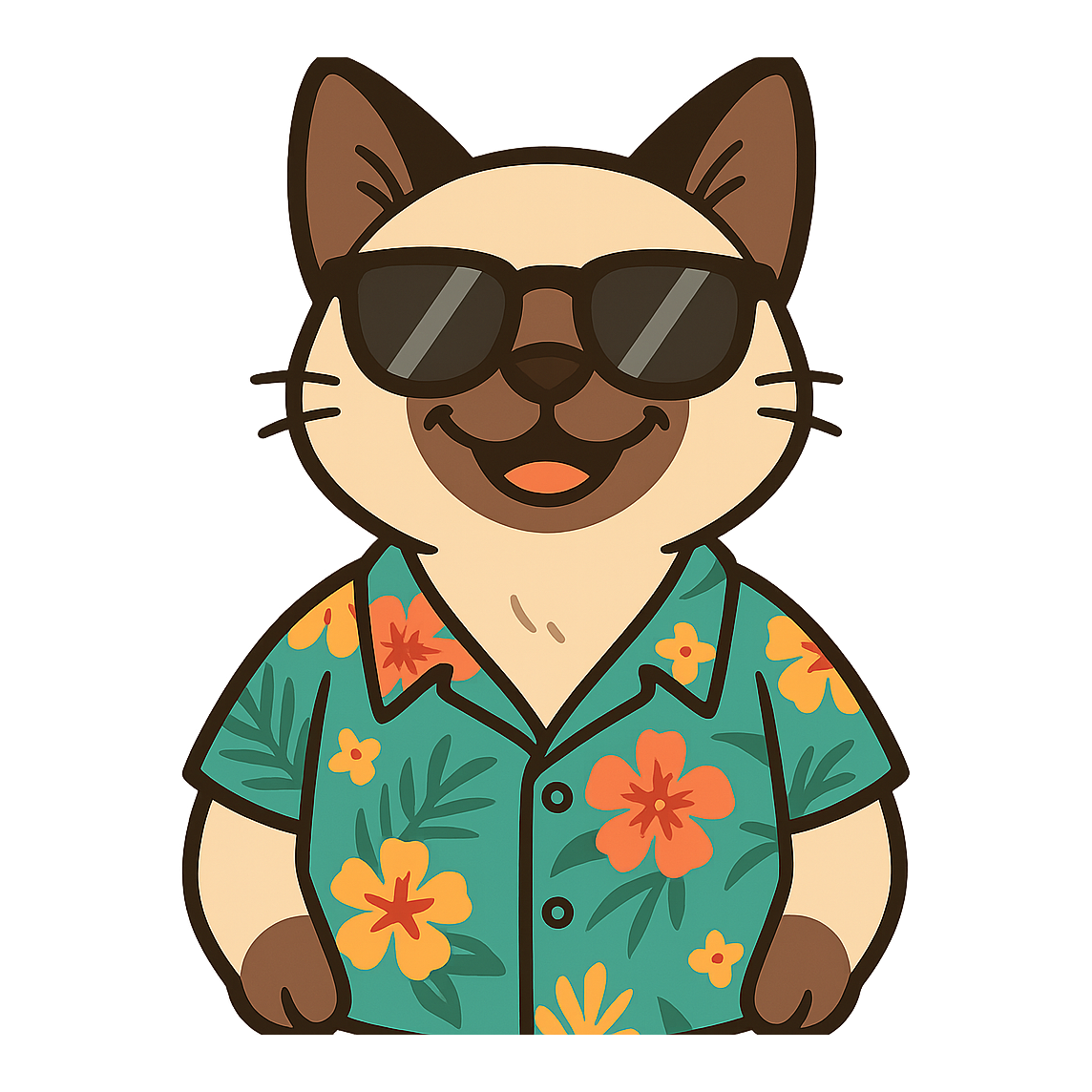 Tropical Siamese Cat - Bordered Artwork
