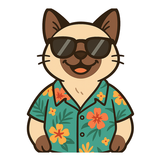 Tropical Siamese Cat - Bordered Artwork