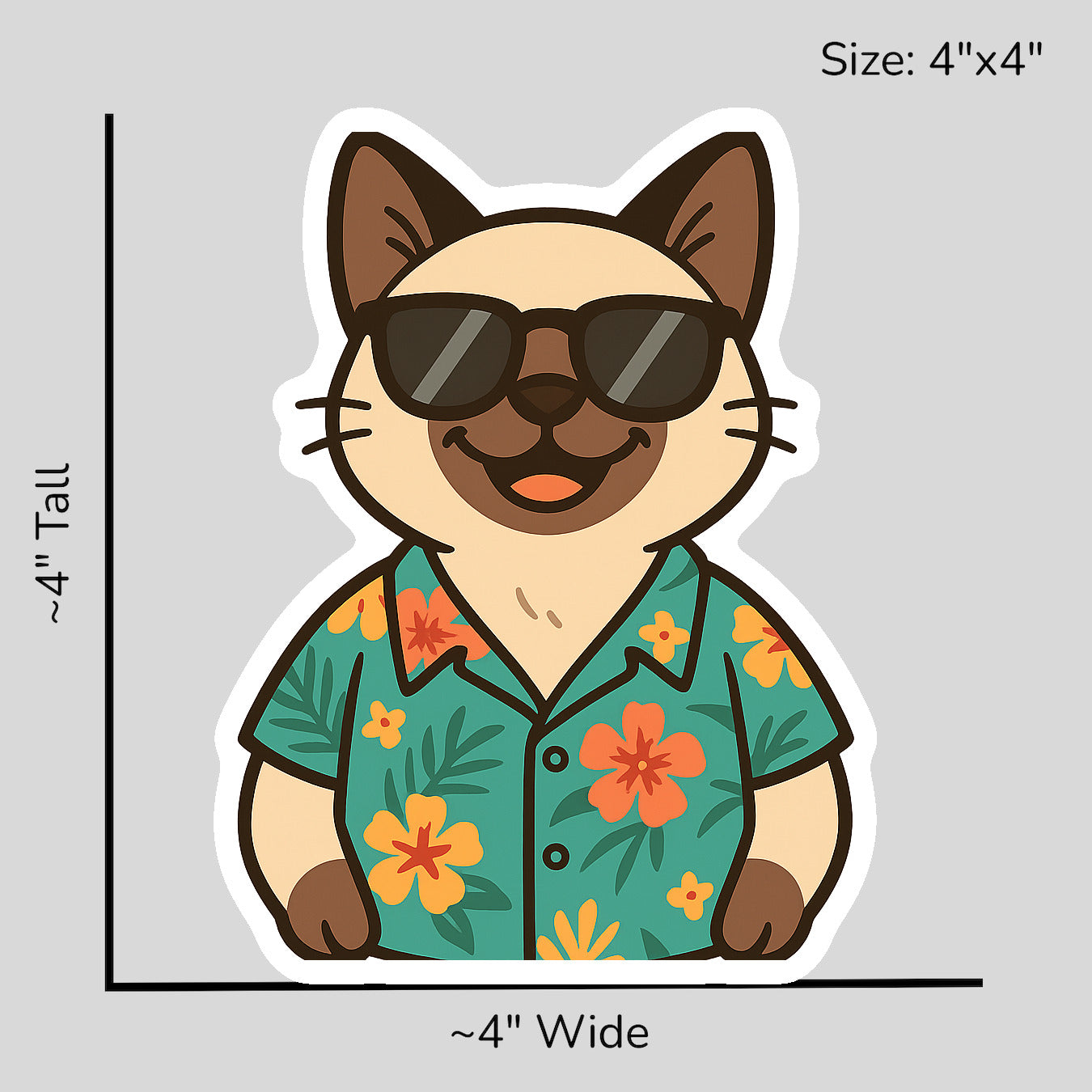 Tropical Siamese Cat - Size Reference Mockup