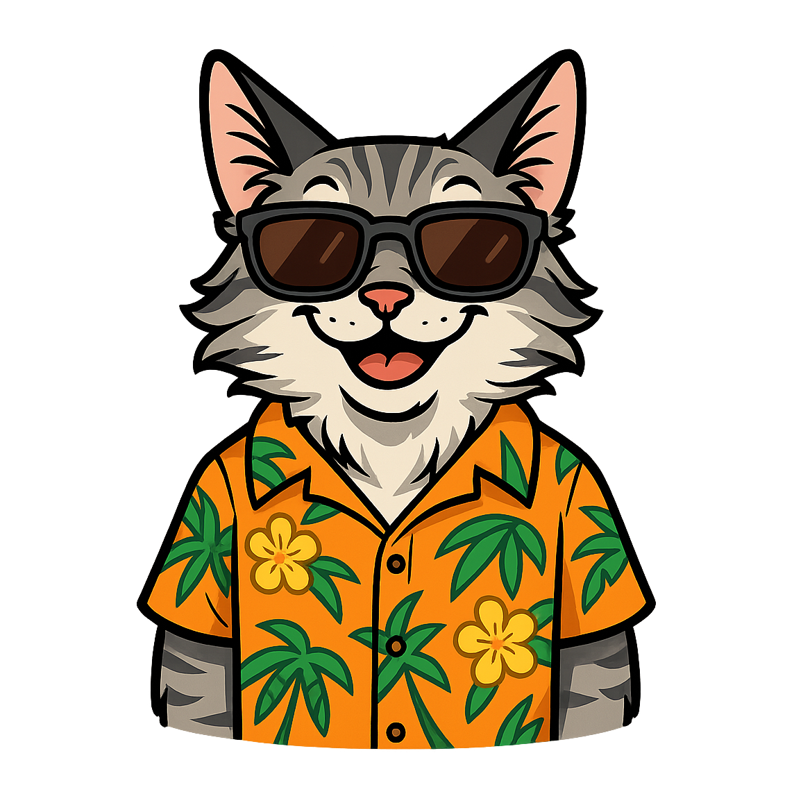 Tropical Silver Maine Coon - Bordered Artwork