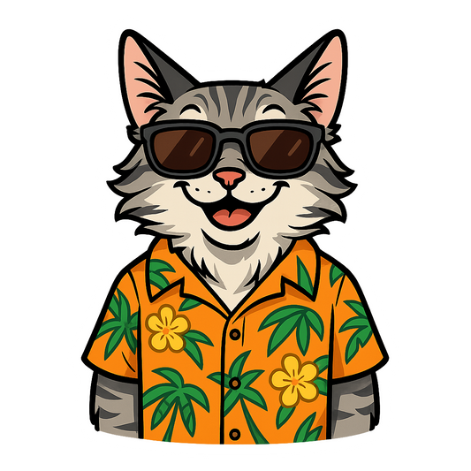 Tropical Silver Maine Coon - Bordered Artwork