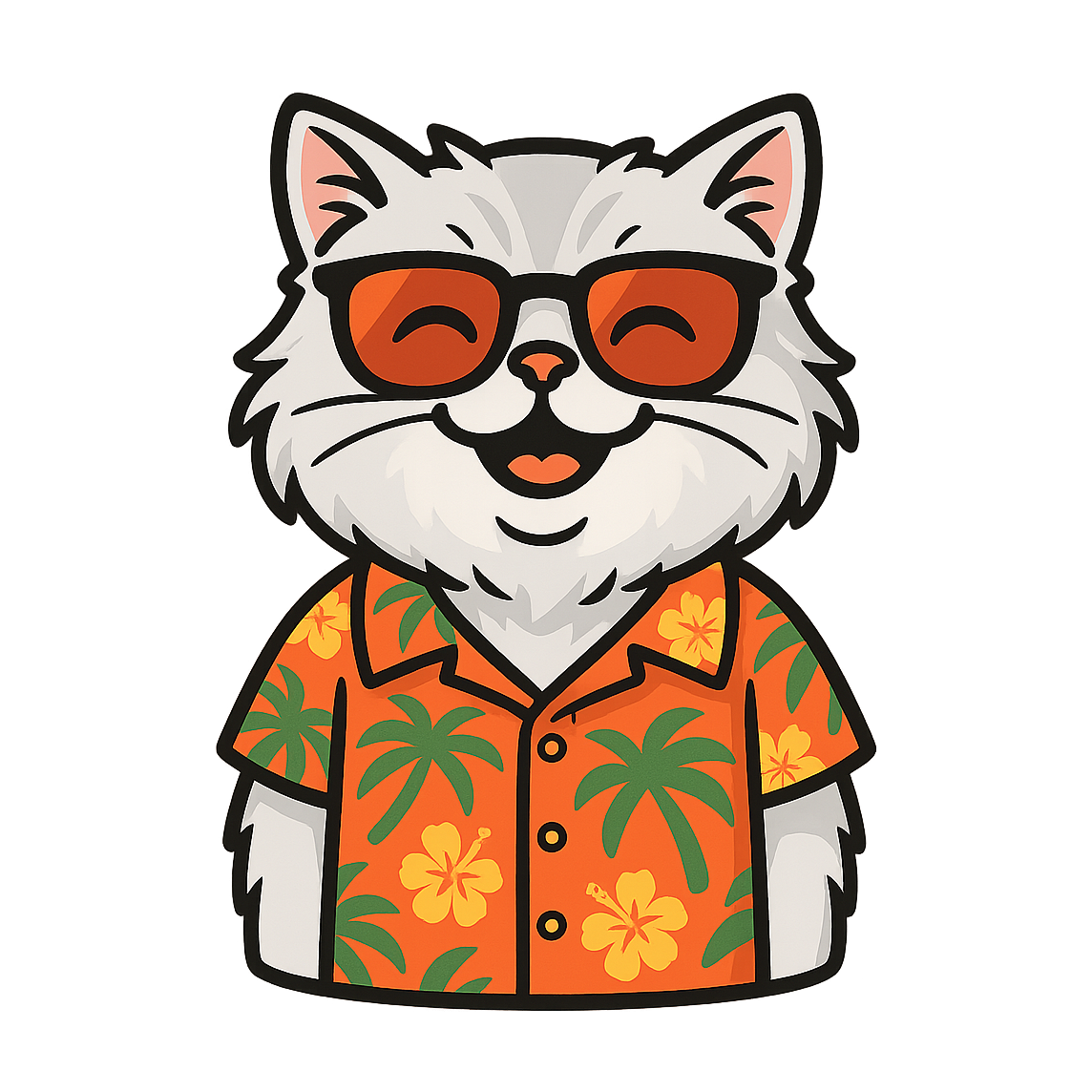 Tropical Persian Cat - Bordered Artwork