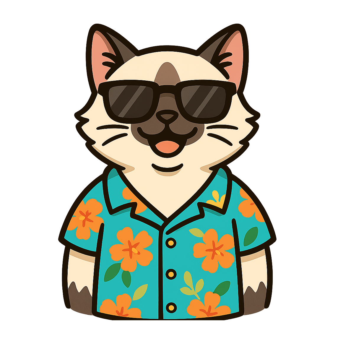 Tropical Ragdoll Cat - Bordered Artwork
