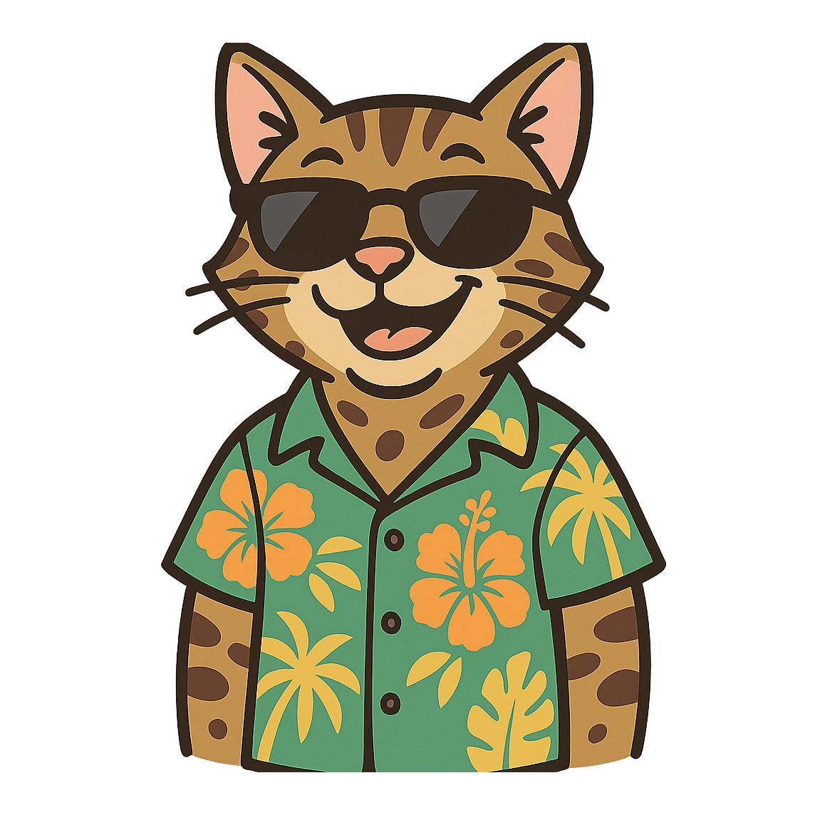 Tropical Bengal Cat - Bordered Artwork