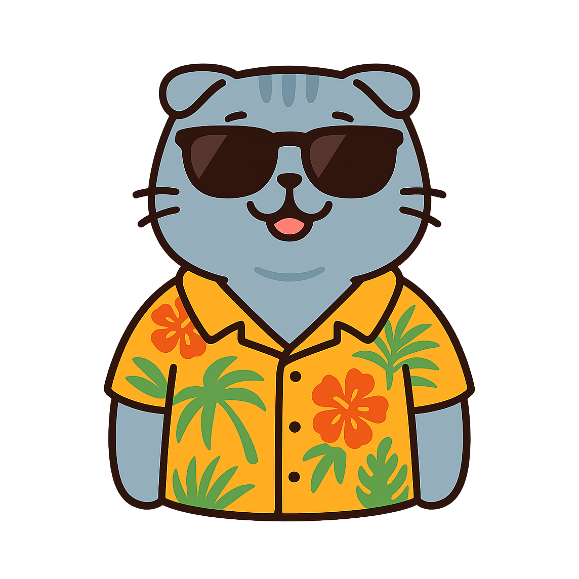 Tropical Scottish Fold - Bordered Artwork