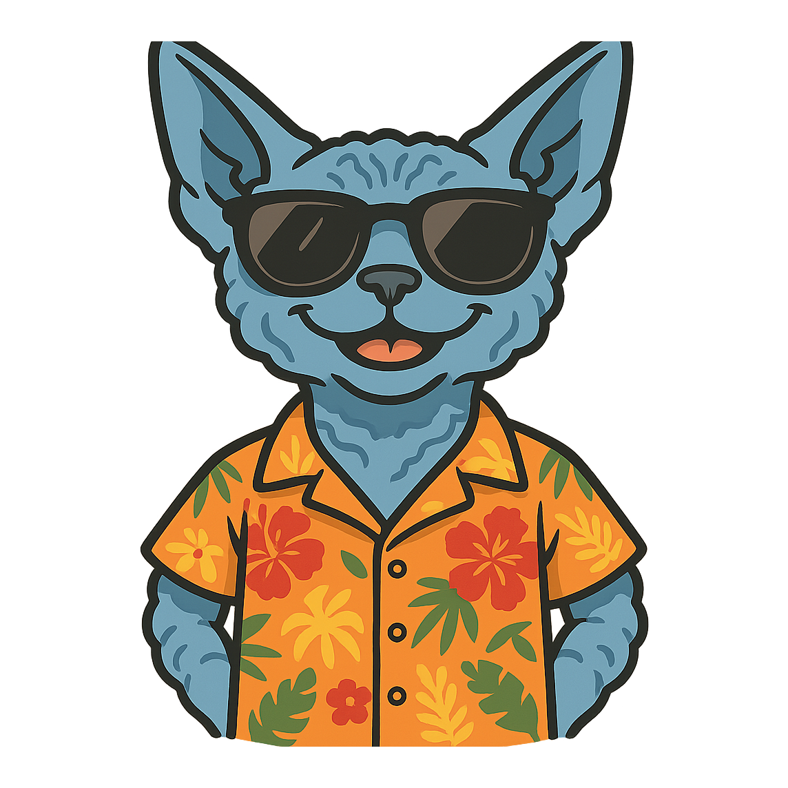 Tropical Devon Rex - Bordered Artwork