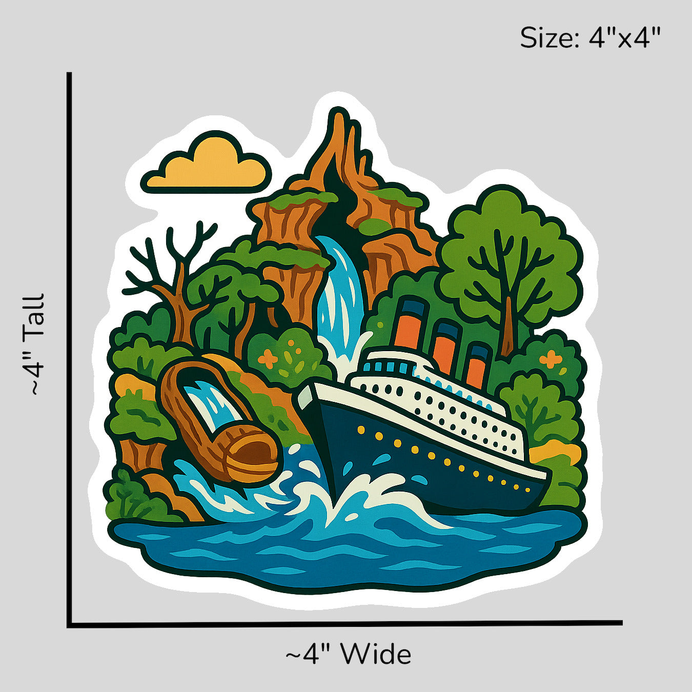 Waterfall Rapids Voyage - Size Reference Mockup