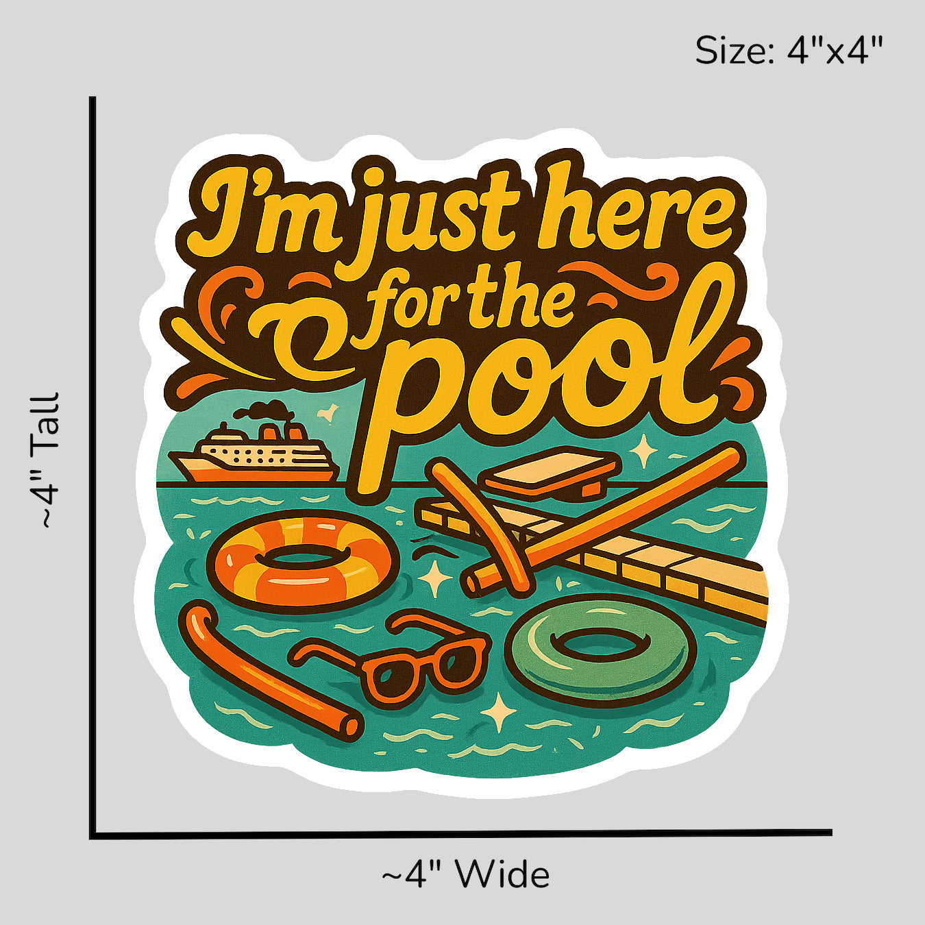 Just Here for the Pool - Size Reference Mockup
