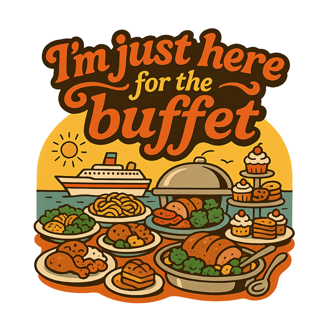 Just Here for the Buffet - Bordered Artwork