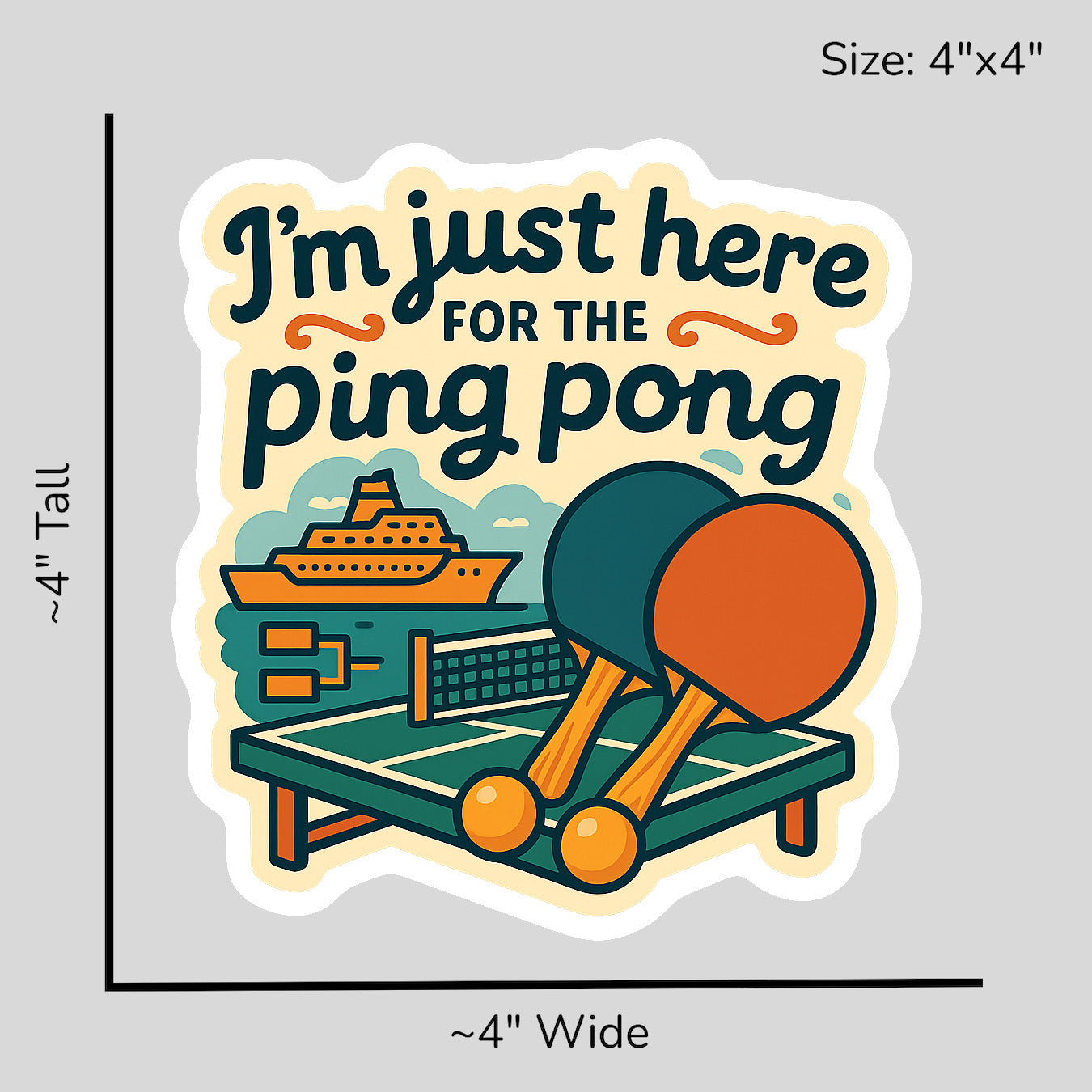Just Here for Ping Pong - Size Reference Mockup