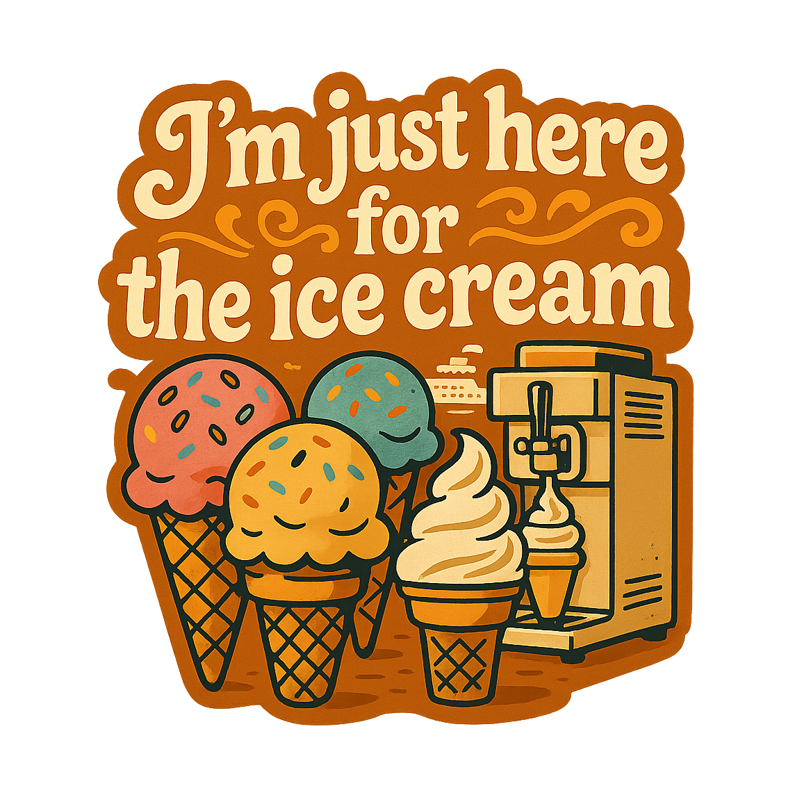 Just Here for Ice Cream - Bordered Artwork