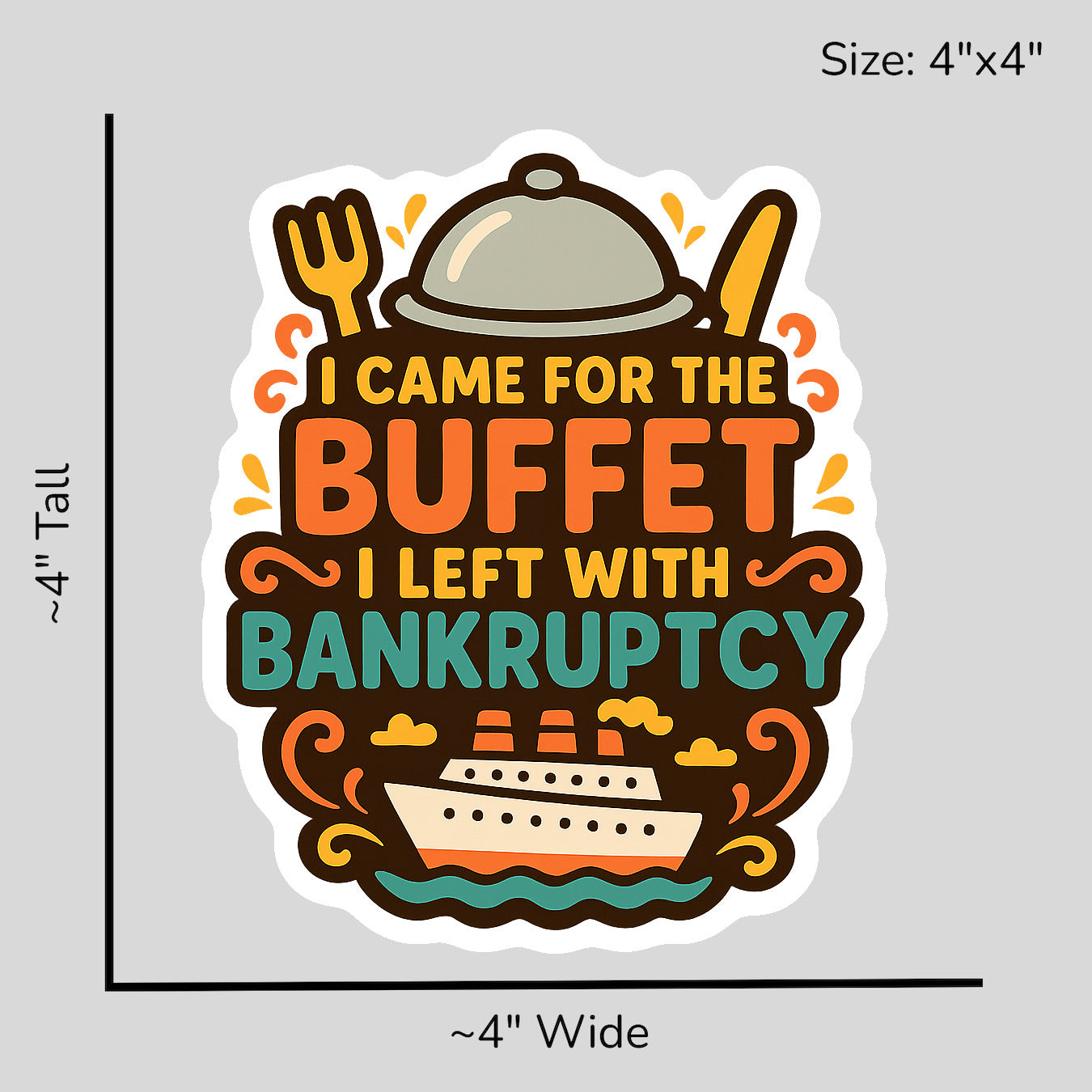 Buffet Bankruptcy - Size Reference Mockup