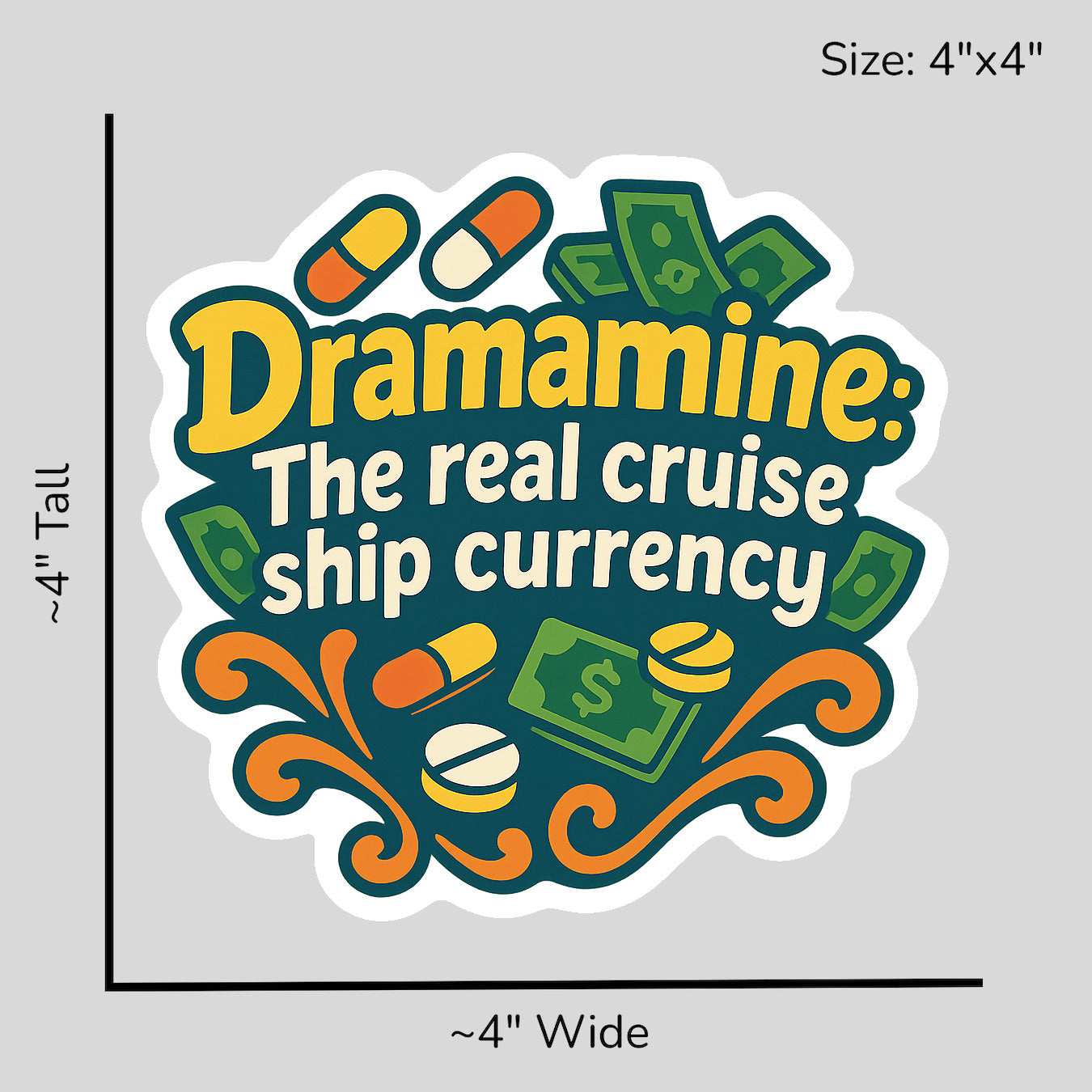 Dramamine Currency - Size Reference Mockup