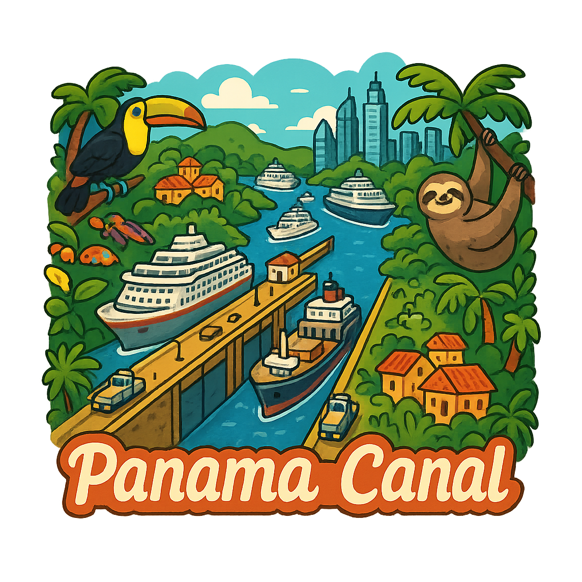 Panama Canal Wonder - Bordered Artwork
