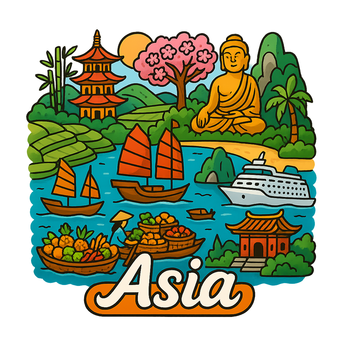 Exotic Asia Pacific - Bordered Artwork