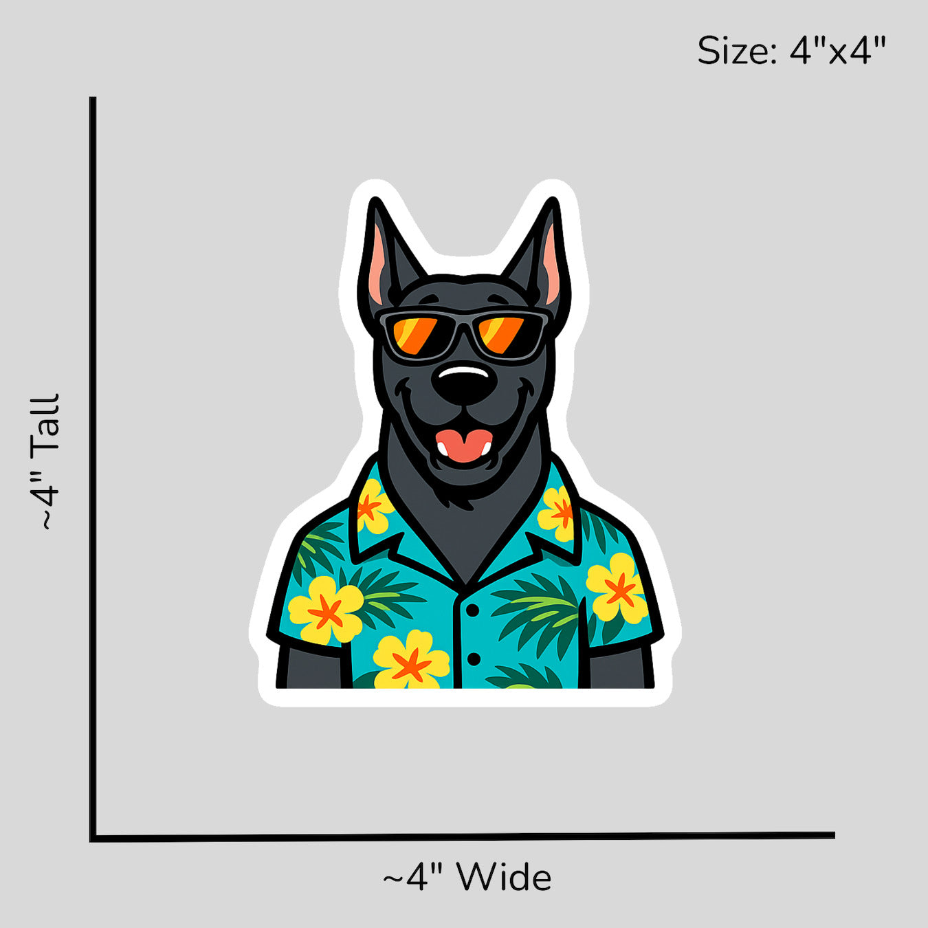 Tropical Black Great Dane - Size Reference Mockup