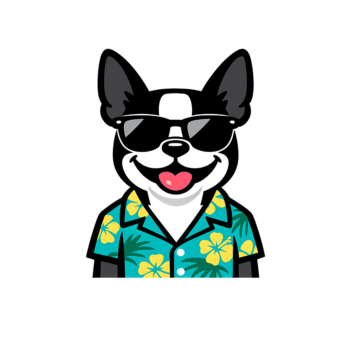 Tropical Boston Terrier - Bordered Artwork