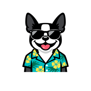 Tropical Boston Terrier - Bordered Artwork