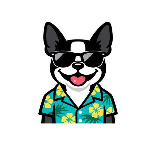 Tropical Boston Terrier - Bordered Artwork