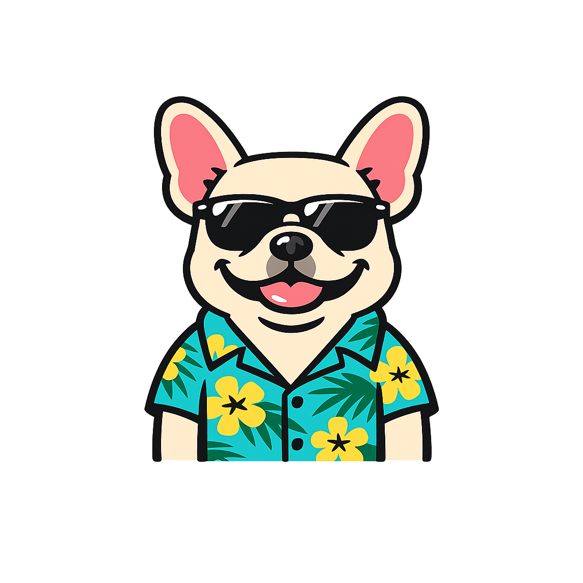 Tropical Cream French Bulldog - Bordered Artwork