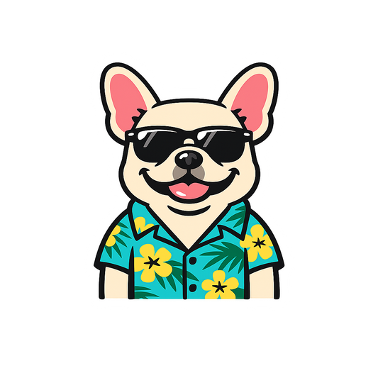 Tropical Cream French Bulldog - Bordered Artwork