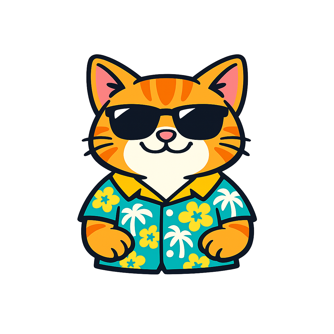 Tropical Munchkin Cat - Bordered Artwork