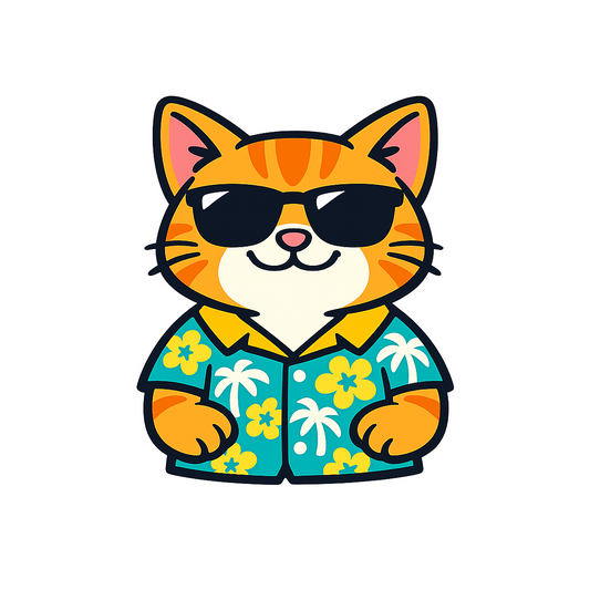 Tropical Munchkin Cat - Bordered Artwork