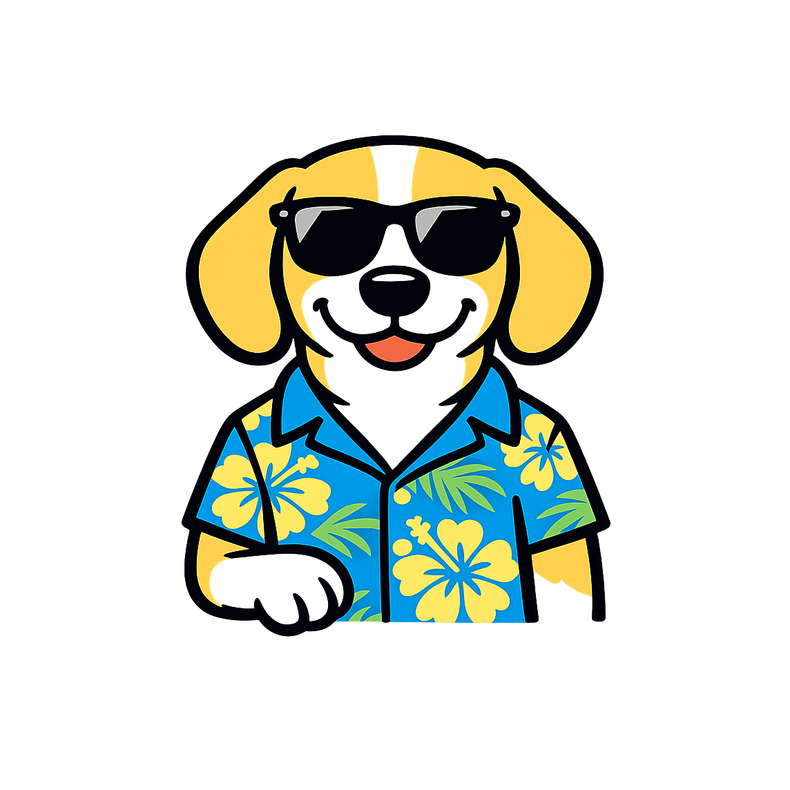 Tropical Lemon Beagle - Bordered Artwork