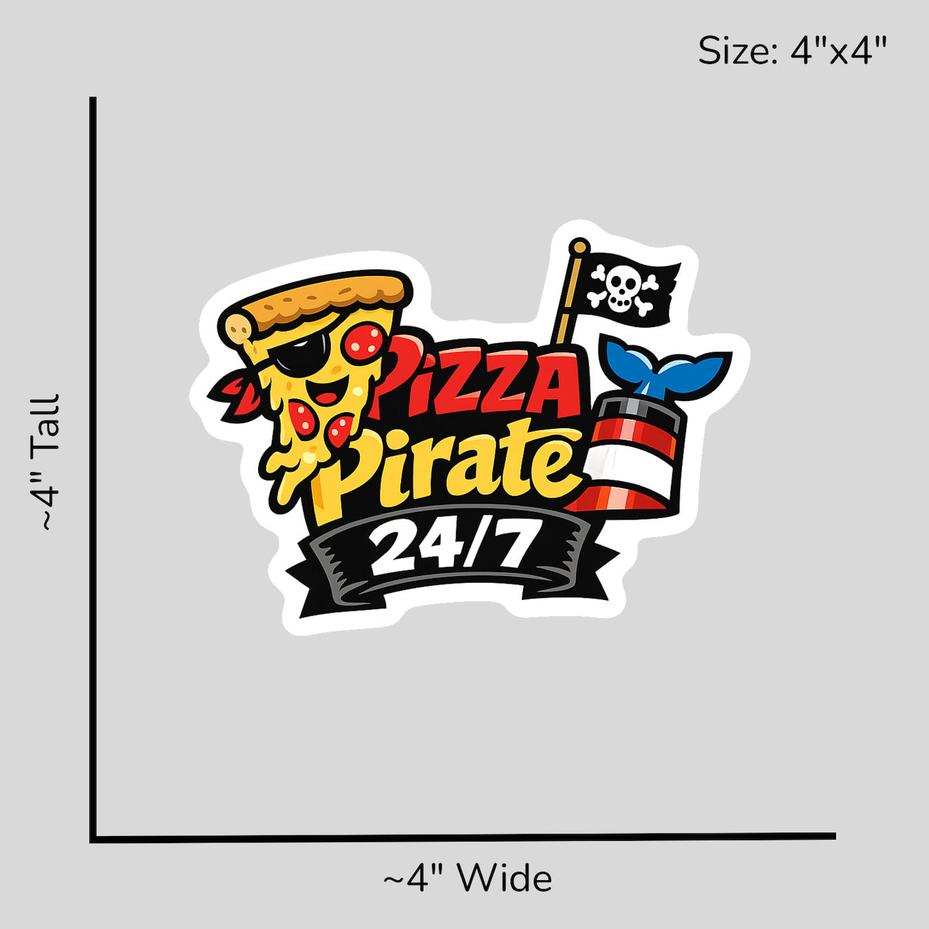 Pizza Pirate 24/7 - Size Reference Mockup