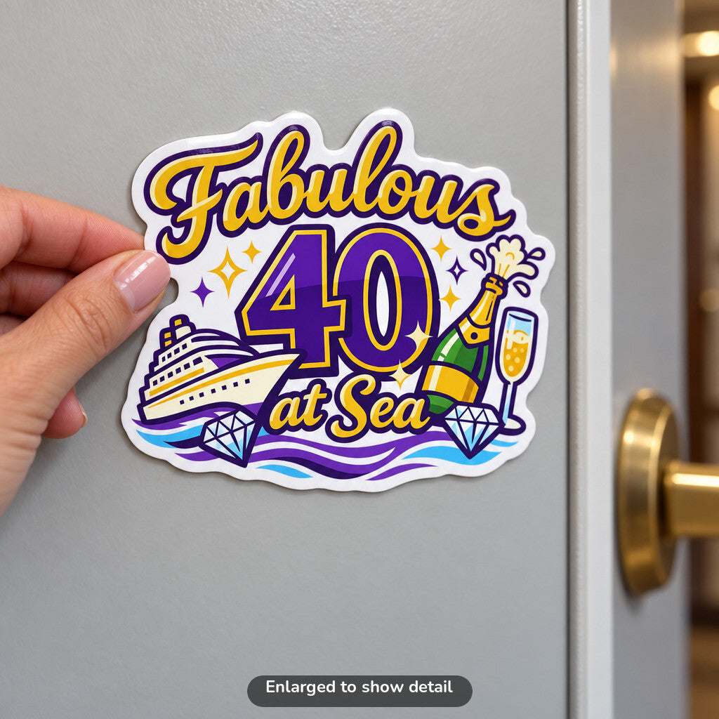 Fabulous 40 at Sea - Magnet on Cruise Cabin Door