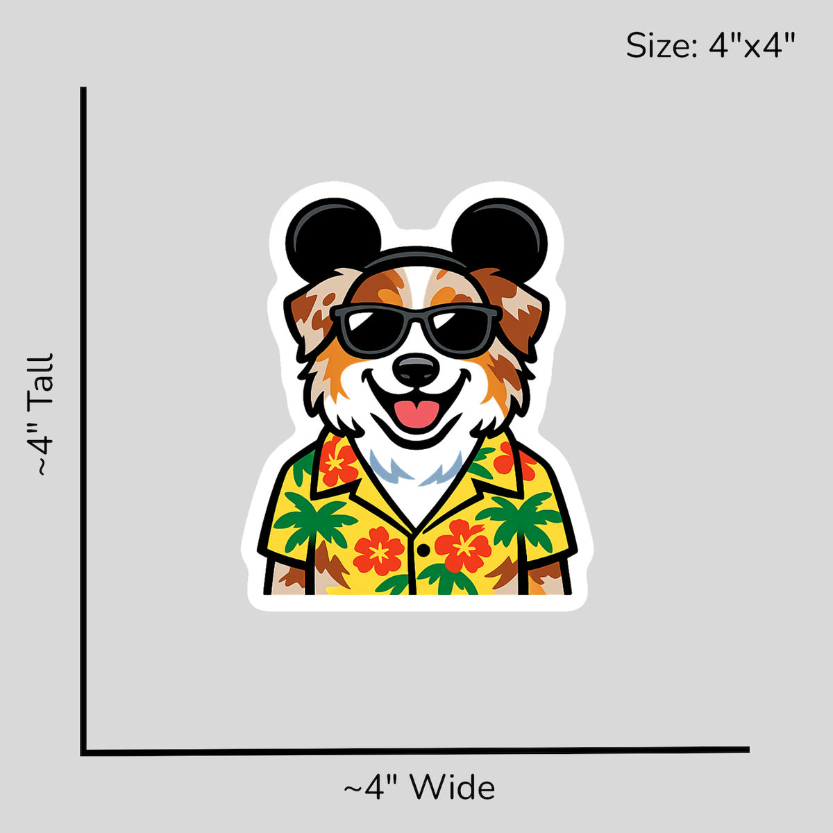 Magic Red Merle Australian Shepherd - Size Reference Mockup