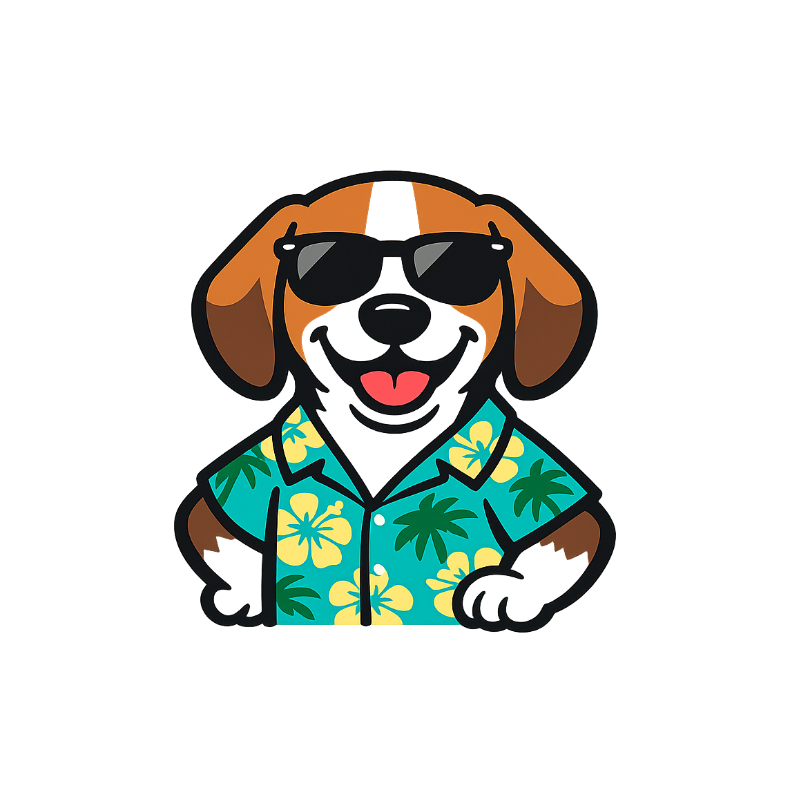 Tropical Tricolor Beagle - Bordered Artwork