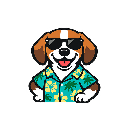 Tropical Tricolor Beagle - Bordered Artwork
