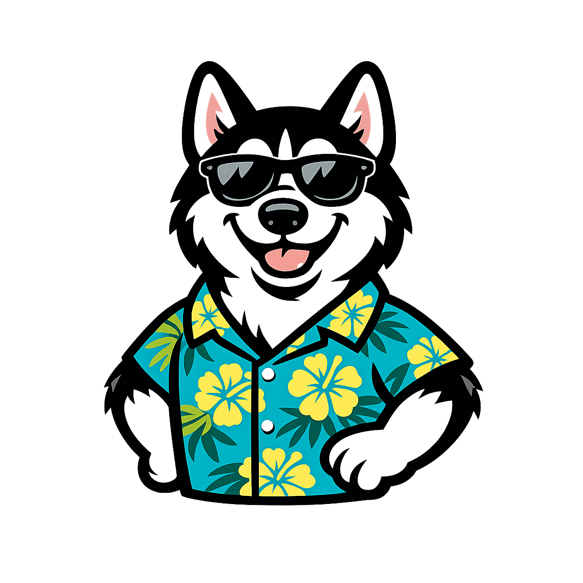 Tropical Black Husky - Bordered Artwork