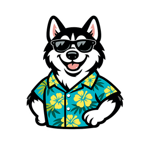 Tropical Black Husky - Bordered Artwork