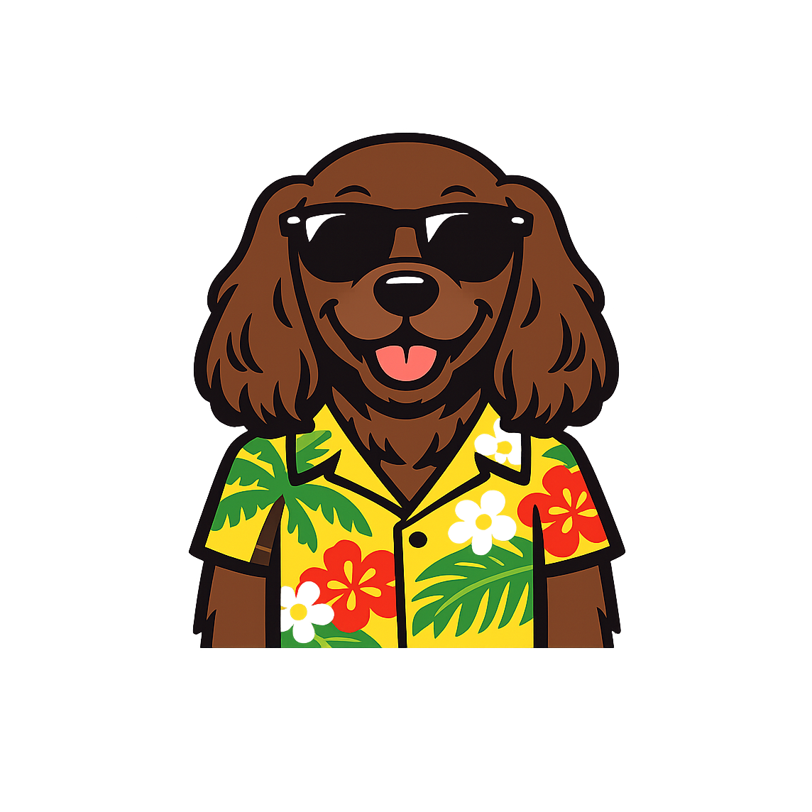 Tropical Chocolate Cocker Spaniel - Bordered Artwork