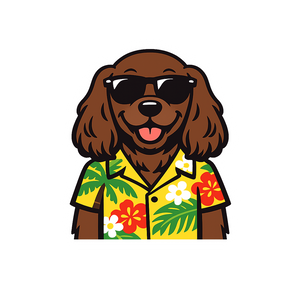 Tropical Chocolate Cocker Spaniel - Bordered Artwork