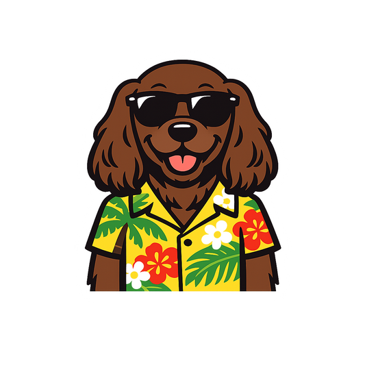 Tropical Chocolate Cocker Spaniel - Bordered Artwork