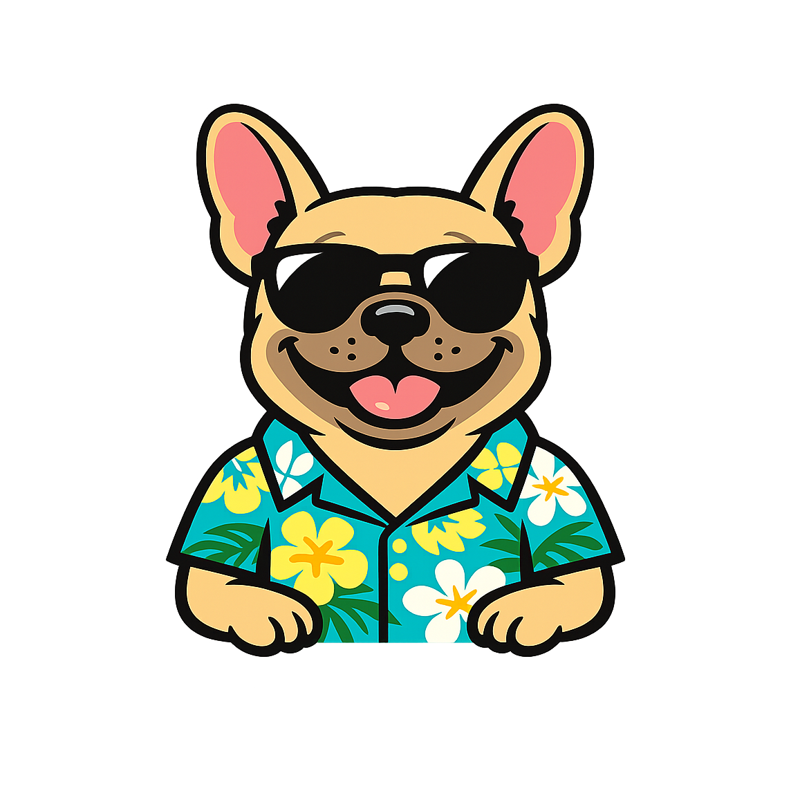 Tropical Fawn French Bulldog - Bordered Artwork