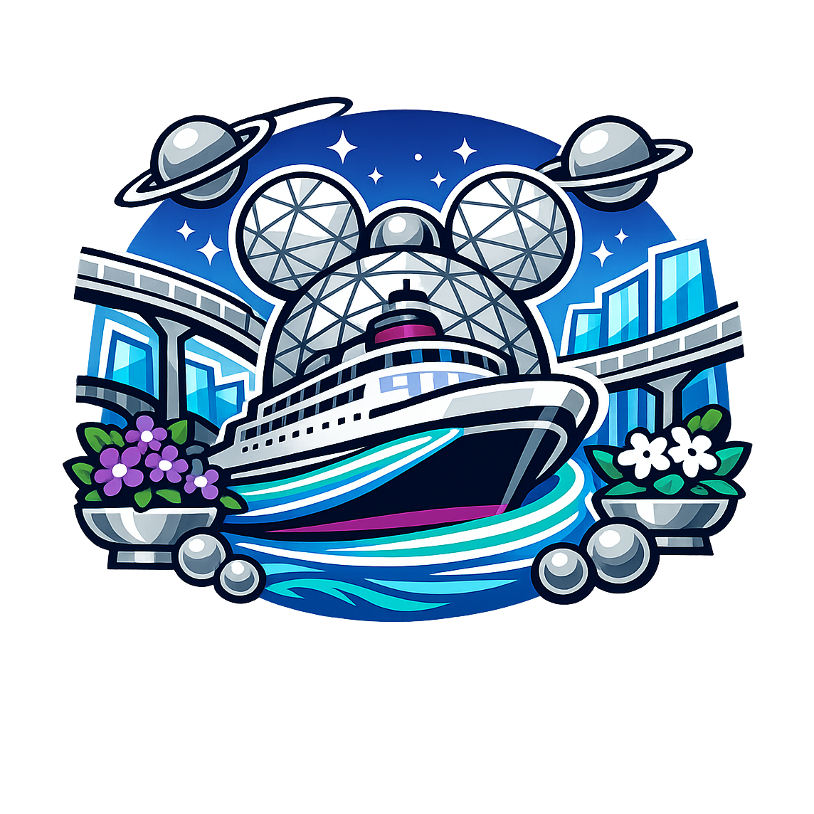 Future World Sailing - Bordered Artwork