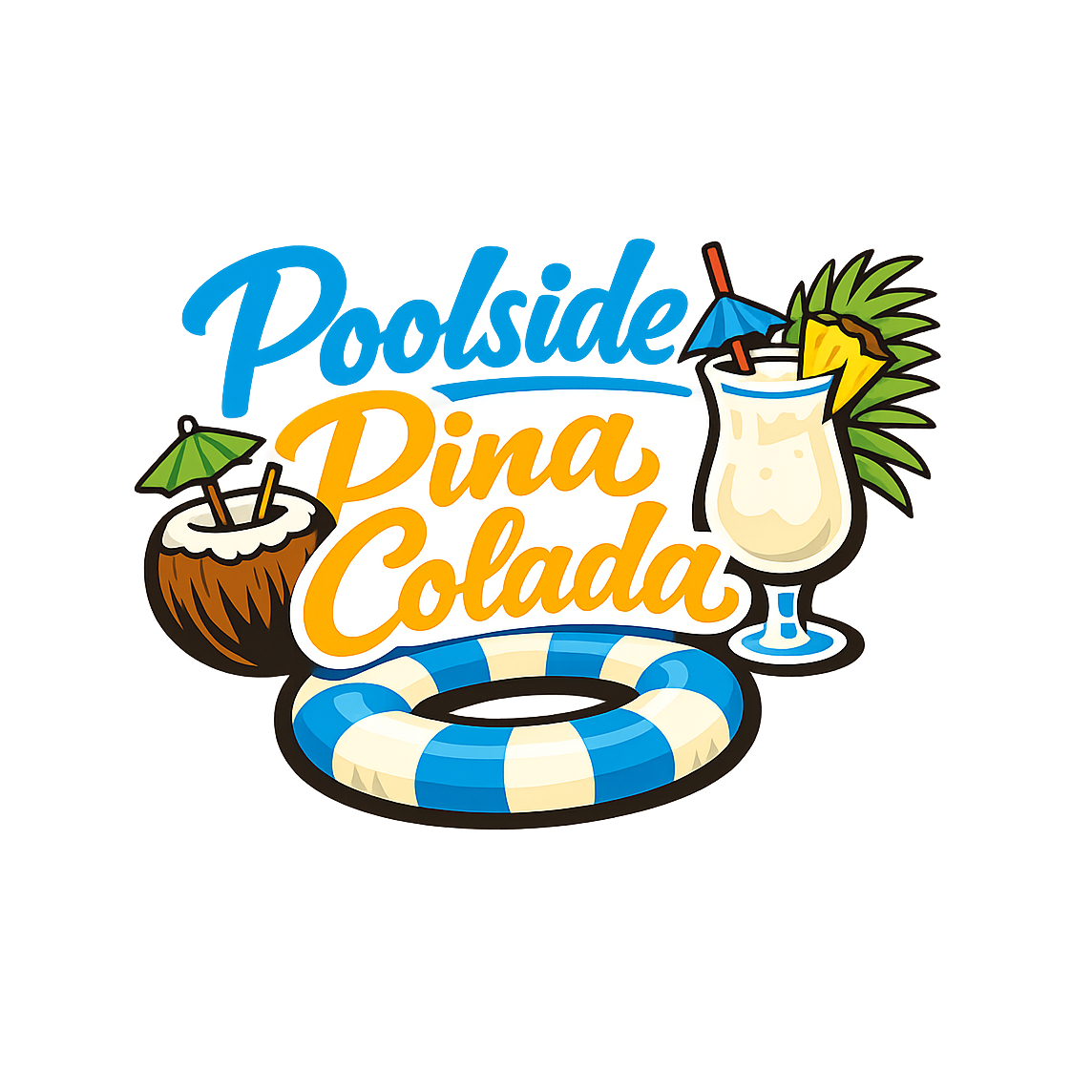 Poolside Pina Colada - Bordered Artwork