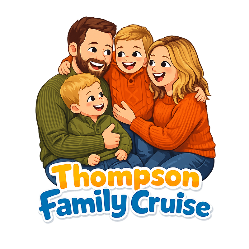 Custom family cruise door magnet with cartoon family illustration