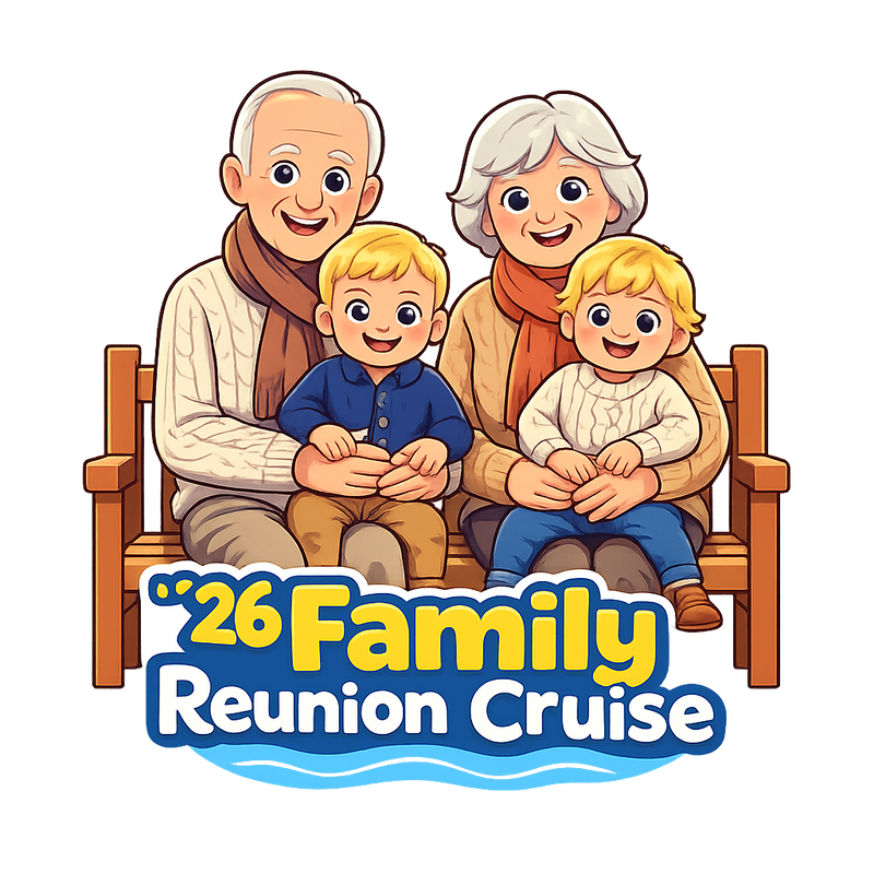 Multi-generational family reunion cruise door magnet design
