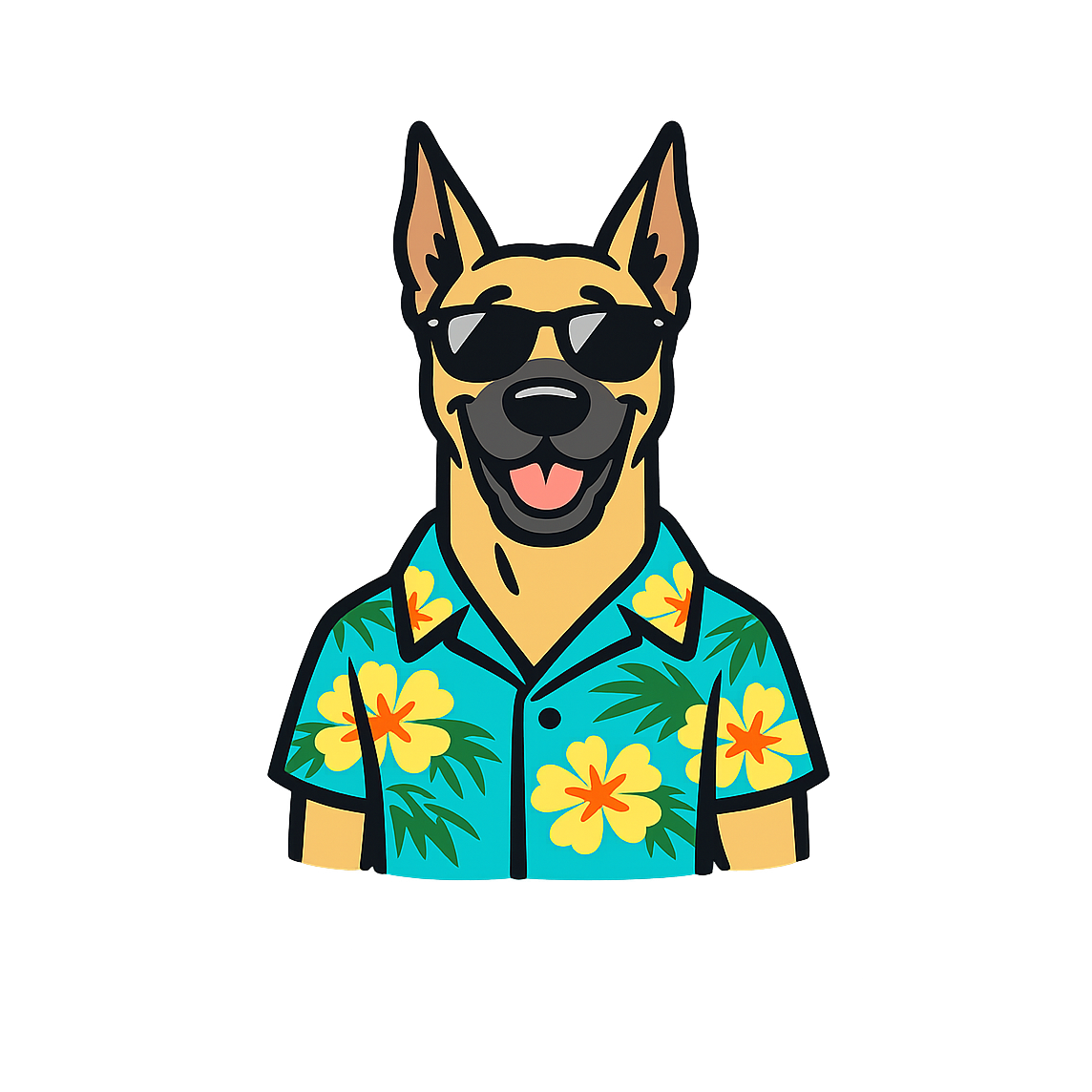 Tropical Fawn Great Dane - Bordered Artwork