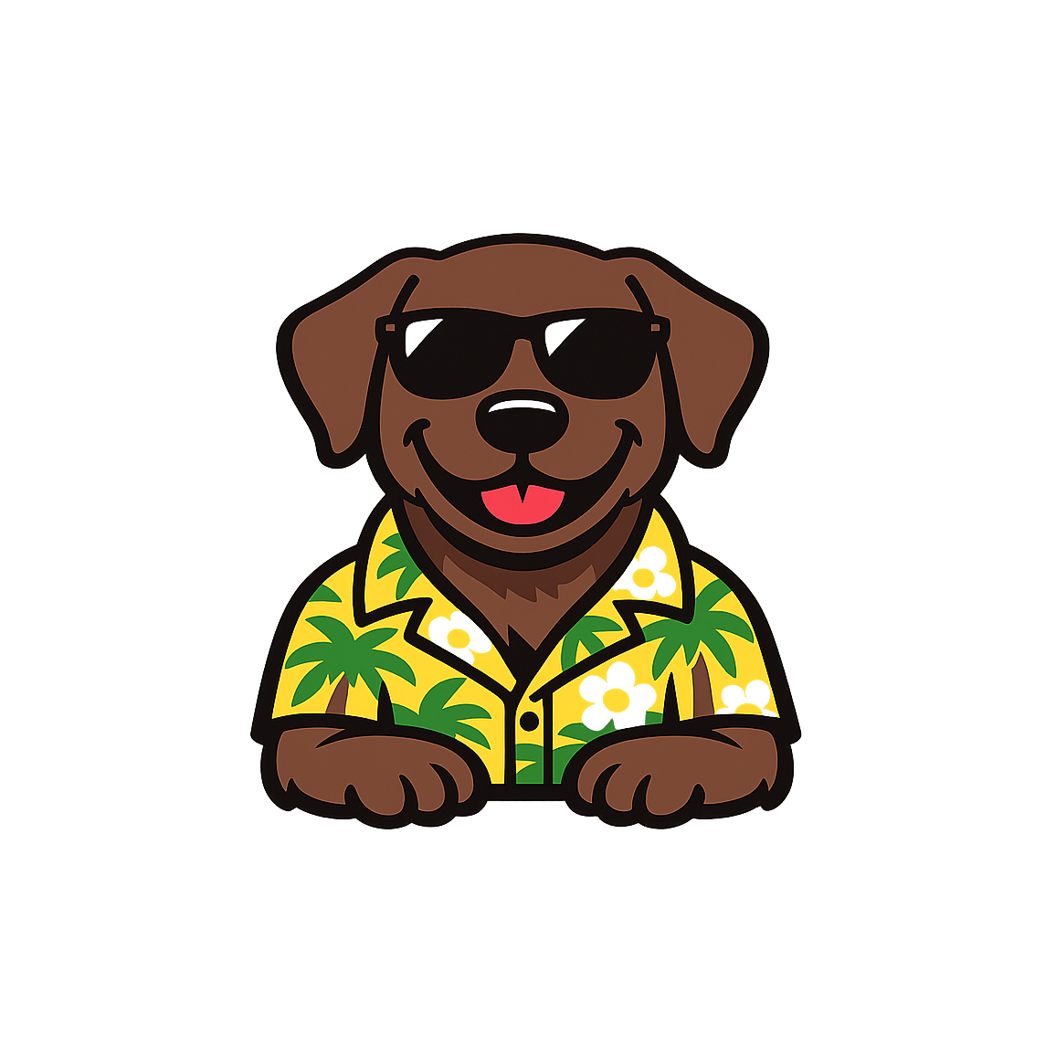 Tropical Chocolate Lab - Bordered Artwork