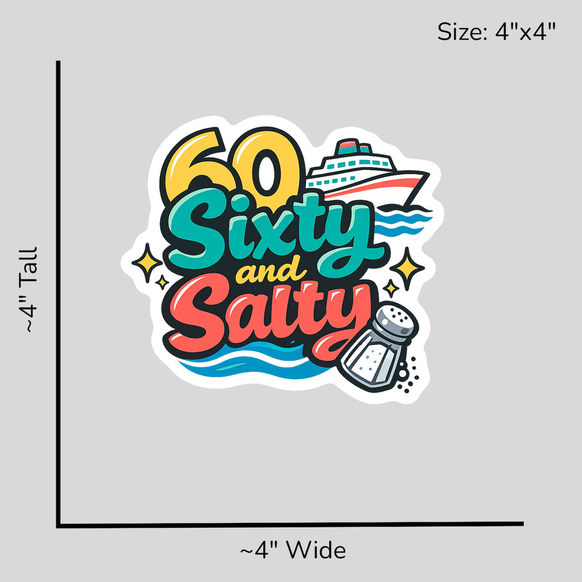 Sixty and Salty - Size Reference Mockup