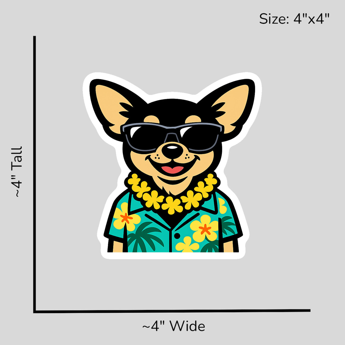Tropical Black Chihuahua - Size Reference Mockup