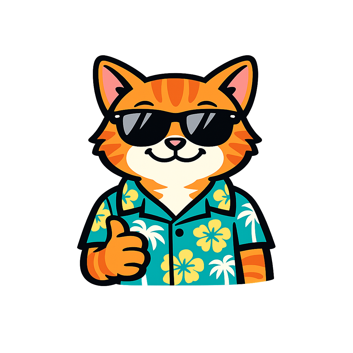 Tropical Manx Cat - Bordered Artwork