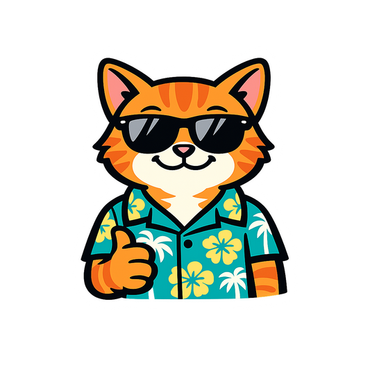 Tropical Manx Cat - Bordered Artwork